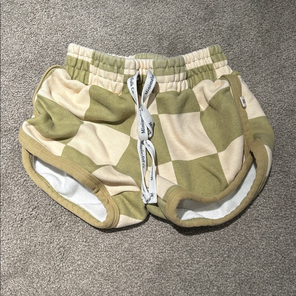 minimalist folk Other - Kids Checkered Shorts - Green and Cream